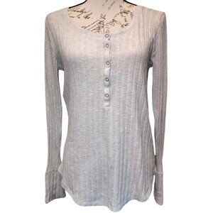 Vintage Y2K Abercrombie and Fitch Womens Henley Ribbed Knit Gray Bella Swan‎